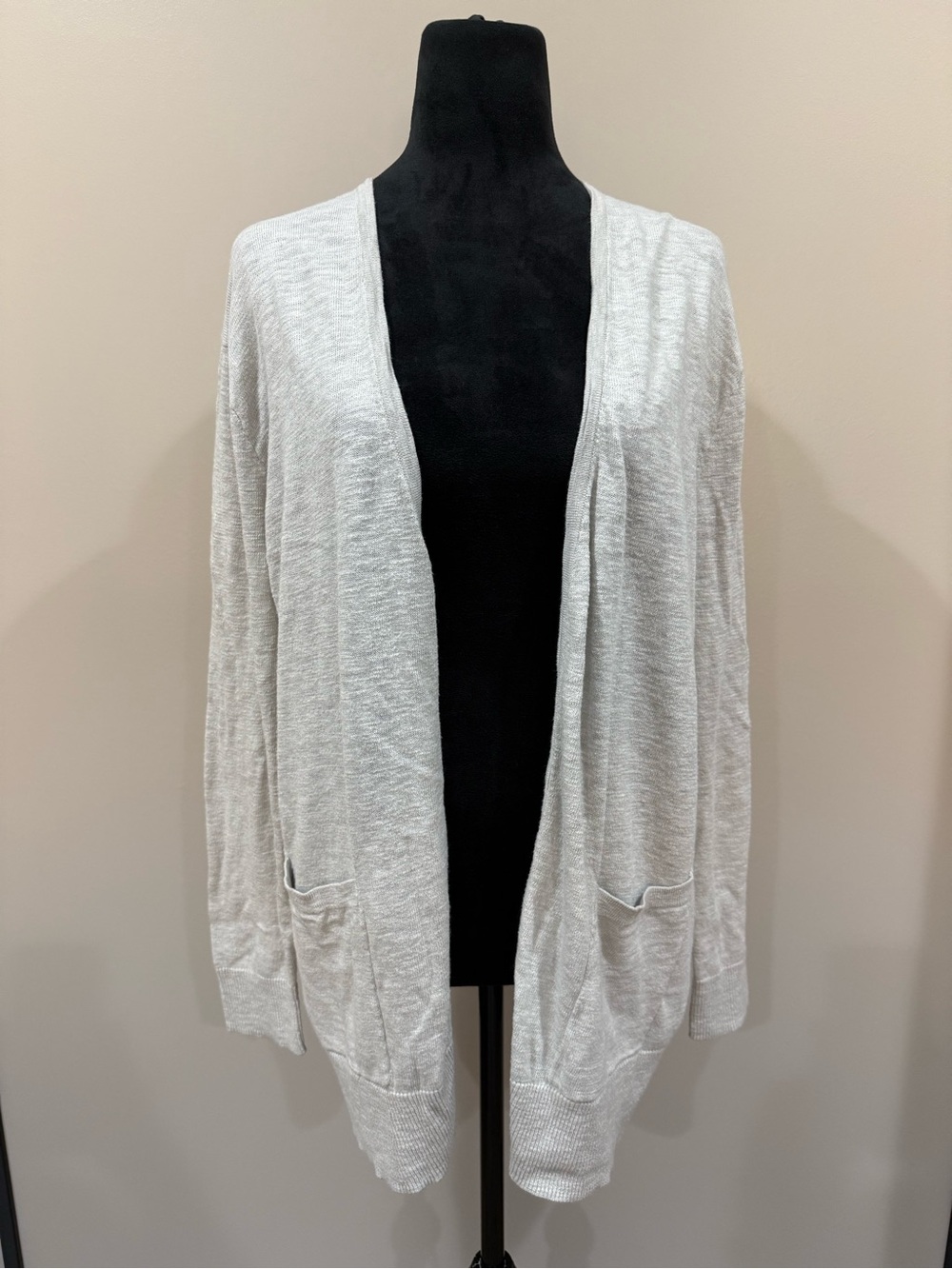 Madewell Heather Grey Open-Front Cardigan Sweater with Pockets